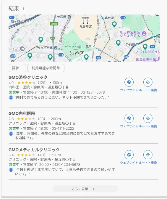 Google マップ検索結果例