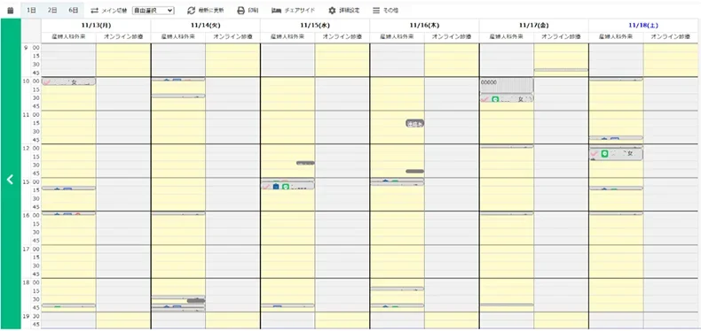 開業から2か月後の予約状況（1週間分）